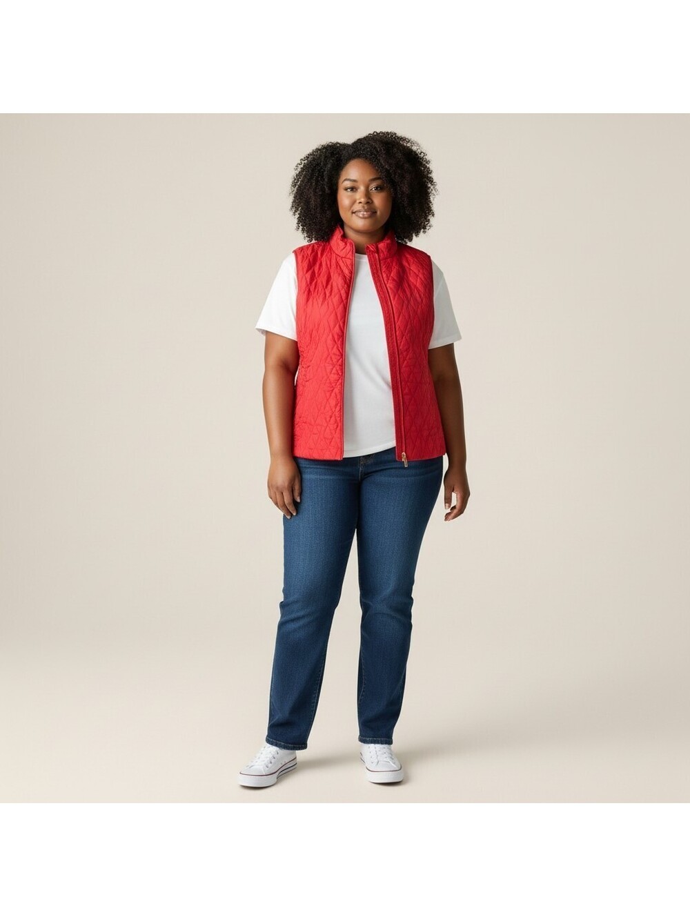 Croft & Barrow Quilted Vest Women XL Red Full Zip Lined Sleeveless Pockets